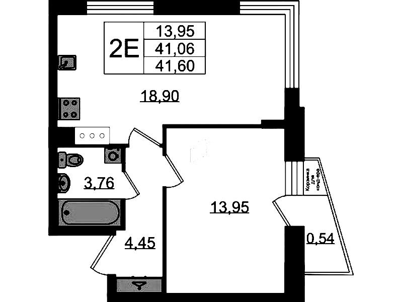 1-комнатная квартира 41.6 м², 6/11 эт., ЖК «VEREN NORT Сертолово»